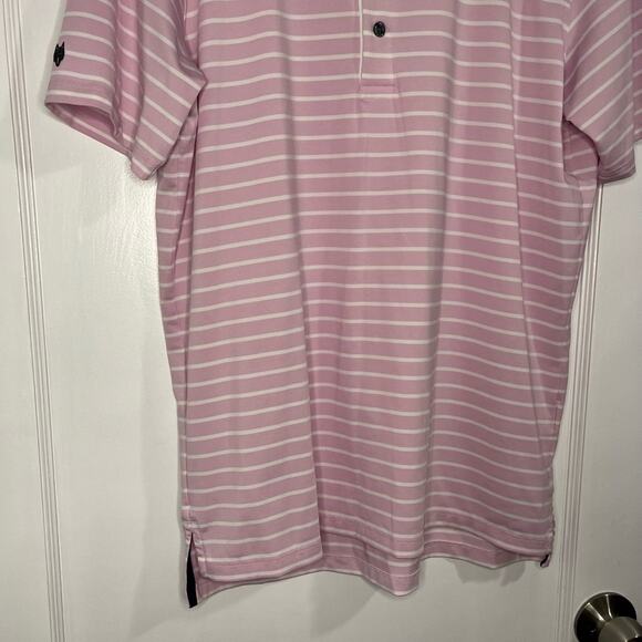 Greyson Suni Sunrise Pink White Striped Polo Shirt - Picture 15 of 16